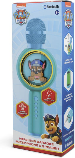 Paw Patrol Chase - PopSing karaoke microfoon - draadloos - LED verlichting - stemvervorming