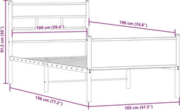 vidaXL - Bedframe - zonder - matras - hout - gerookt - eikenkleurig - 100x190 - cm