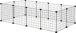 EUGAD DIY Dierenren - 12 Panelen - Voor Konijnen Cavia’s Kittens Puppy’s - Zwart
