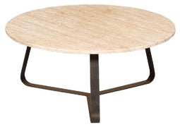 PTMD Micka Black Travertine Coffeetable Round Medium