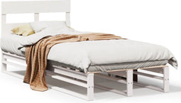 vidaXL - Bedframe - zonder - matras - massief - grenenhout - wit - 75x190 - cm