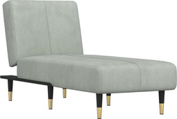 vidaXL - Chaise - longue - fluweel - lichtgrijs