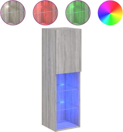 vidaXL - Tv-meubel - met - LED-verlichting - 30,5x30x102 - cm - grijs - sonoma - eiken