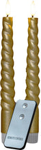 Anna's Collection LED dinerkaarsen swirl - 3D vlam - goud - 23 cm (2 stuks)