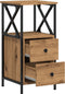 vidaXL - Nachtkastjes - 2 - st - 34x35,5x70 - cm - bewerkt - hout - artisanaal - eiken