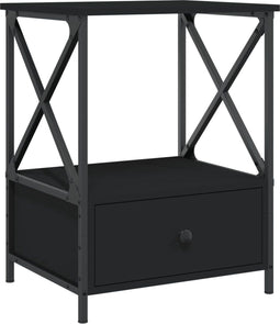 vidaXL - Nachtkastje - 50x41x65 - cm - bewerkt - hout - zwart