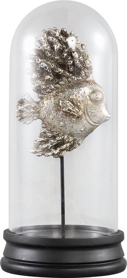 PTMD Lisse Stolp Vis Beeld - H29 x Ø14 cm - Zilver - Glas