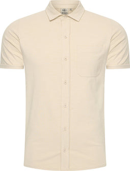 Mario Russo Korte Mouwen Overhemd - Poloshirt Heren - Luchtig en Comfortabel - Beige (1x)