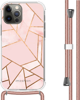 iMoshion Hoesje Geschikt voor iPhone 12 Pro / 12 Hoesje Met Koord - iMoshion Design Hoesje met Koord - Goud / Roze / Pink Graphic