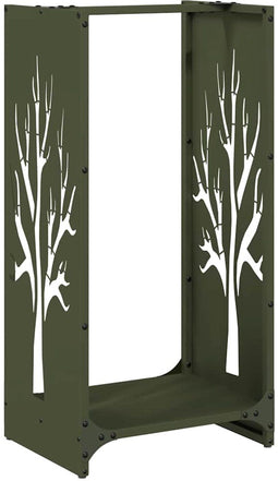 vidaXL - Brandhoutrek - 40x30x80 - cm - koudgewalst - staal - olijfgroen