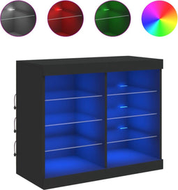 vidaXL - Dressoir - met - LED-verlichting - 81x37x67 - cm - zwart