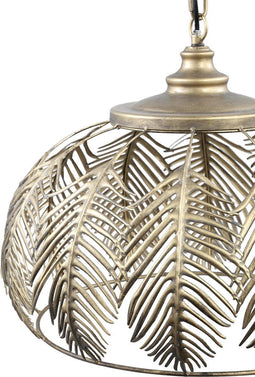 PTMD Colette Ronde Hanglamp Bladeren - H38 x Ø50 cm - Metaal - Goud