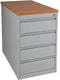 Praktische standcontainer 4 lades diep 60CM kleur Aluminium (RAL9006) topblad Ahorn