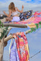 SooBluu - Sneldrogende handdoek reishanddoek strandlaken voor dames - Duurzaam gemaakt van gerecycled plastic rPET tot Microvezel Strandhanddoek - dun lichtgewicht en compact - 100x160 - roze geel