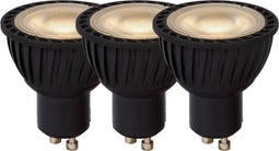 Lucide MR16 - LED lamp - GU10 - Dimbaar - 5W 3000K - Zwart (set van 3)