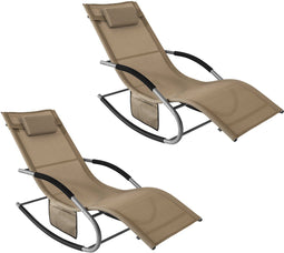 SoBuy OGS28-BRx2 - Schommelstoel - Verstelbare Hoofdsteun - Bruin