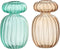 J-Line vaas Michel - glas - aqua/beige - 2 stuks - 13 cm hoog