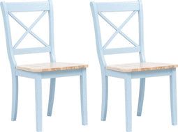 vidaXL - Eetkamerstoelen - 2 - st - massief - rubberwood - grijs - en - naturel
