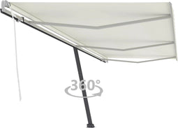 vidaXL - Luifel - vrijstaand - handmatig - uittrekbaar - 600x350 - cm - crèmekleurig