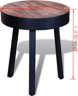 vidaXL - Bijzettafel - rond - gerecycled - teakhout