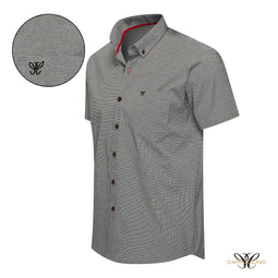 Cappuccino Bronte Shirt gestreept korte mouwen - Vichy Zwart - Maat 3XL