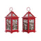 Lykta DKD Home Decor Kerstmis Wit Rood Hout Huis (9 x 9 x 18 cm) (2 pcs)