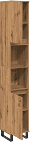 vidaXL - Badkamerkast - 30x30x190 - cm - bewerkt - hout - artisanaal - eikenkleurig