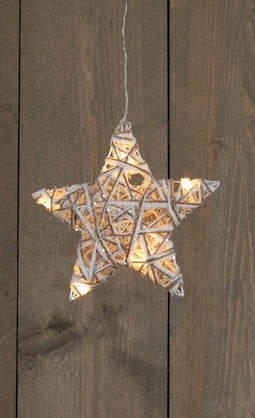 3 stuks - Anna's Collection - Batterijverlichting jute ster 20 cm w...