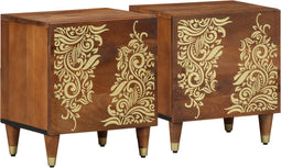vidaXL - Nachtkastjes - 2 - stuks - 40x33x46 - cm - Massief - Mango - Hout