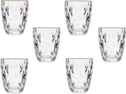 Vivalto Waterglazen/drinkglazen - kristal look - gouden rand - 270 ml