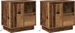 vidaXL - Nachtkasten - met - LED - - - 2 - stuks - - - Oud - Hout - - - 50x34,5x50 - cm