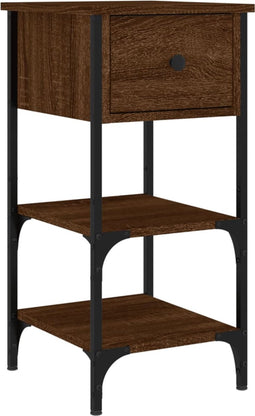 vidaXL - Nachtkastje - 34x36x70 - cm - bewerkt - hout - bruin - eikenkleur