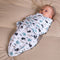 Bo Jungle - Inbakerdoek - Inbakerslaapzak - Swaddle - 0-4 maanden - Wrap Ocean Whales / Walvisjes Small - Blauw