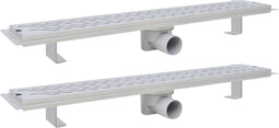 vidaXL - Doucheafvoer - 2 - st - rechthoekig - golf - 730x140 - mm - roestvrij - staal