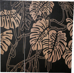 PTMD neeron zwart wandpaneel bladeren set van 4