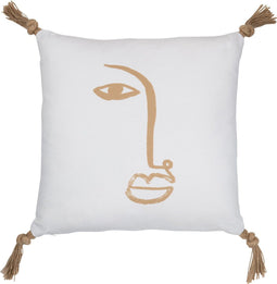 J-Line kussen Gezicht Vierkant - polyester - wit