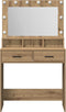 vidaXL - Kaptafel - met - LED-verlichting - in - Artisan - Eiken - 79x41x135 - cm
