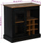 vidaXL - Dressoir - HALDEN - met - schuifdeur - 80x40x80 - cm - massief - hout - zwart