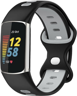 imoshion Siliconen sport bandje - Geschikt voor Fitbit Charge 6, Charge 5 - Zwart - One Size