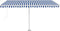 vidaXL - Luifel - handmatig - uittrekbaar - met - LED - 450x350 - cm - blauw - en - wit