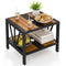 Coast Bijzettafel - Parasolgat - 2 Niveaus - Metaal - Opbergrek - 52 x 46 x 45 cm - Zwart Naturel