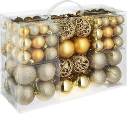 tectake - Set van 100 kerstballen - Goud - Mat glanzend glimmend (100 stuks)