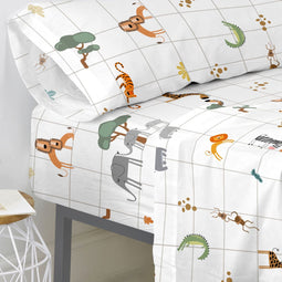 Verstelbaar onderlaken HappyFriday Mini savanna Multicolour 105 x 200 x 32 cm