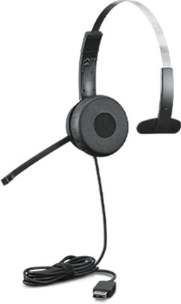 Lenovo 100 Mono - Hoofdtelefoon met microfoon - Snoer - Zwart