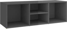 vidaXL - Schoenenopbergbank - 105x35x35 - cm - bewerkt - hout - hoogglans - grijs