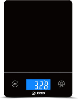 Lekro Digitale Keukenweegschaal (2025) - 1g-15kg - 0.1g Nauwkeurig - Tarra Functie - Zwart