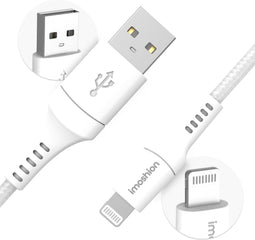 imoshion - Lightning naar USB A Kabel - 0,5 meter - Gevlochten textiel - Wit