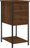vidaXL - Nachtkastje - 32x42x70 - cm - bewerkt - hout - bruin - eikenkleur