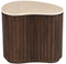 Livingfurn Bijzettafel Kian - Rond - Acaciahout - Off White - 36x35,5x46cm