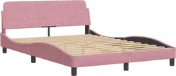 vidaXL - Bedframe - met - hoofdeinde - zonder - matras - 140x200 - cm - fluweel - roze